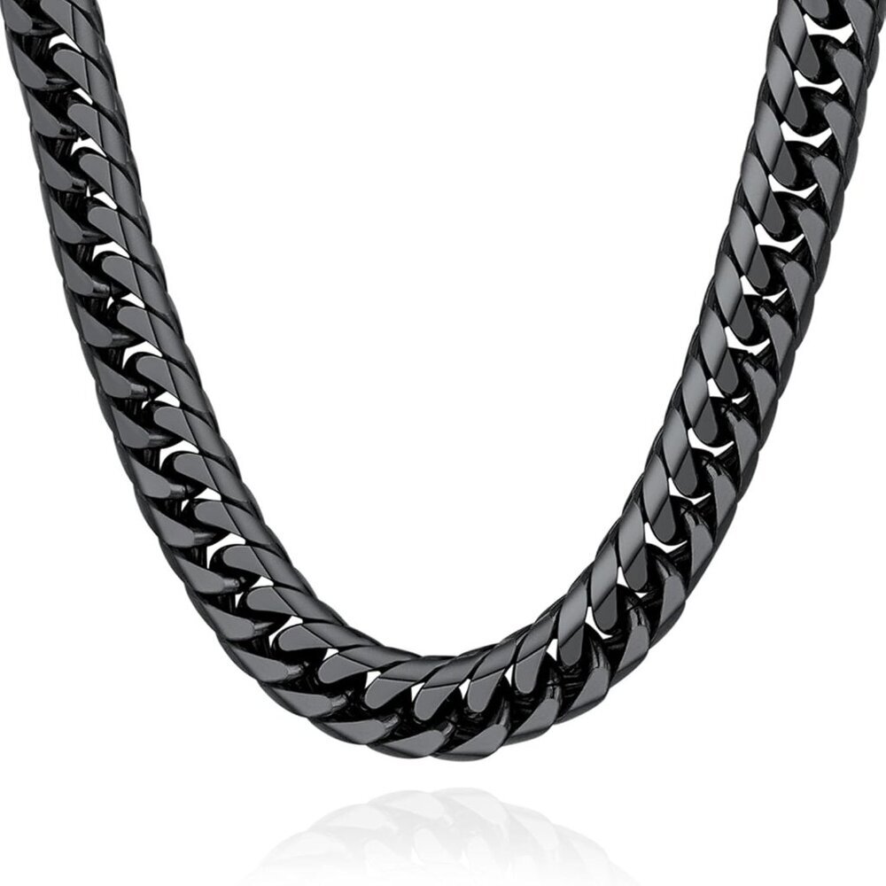 Diamond Cut Miami Cuban Link Chain for Men Women Stainless Steel Curb Chain Neck